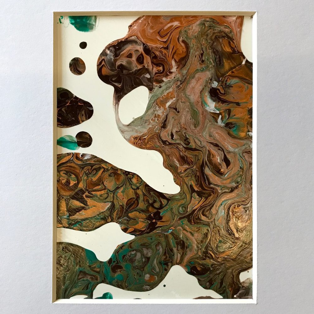 Abstract Acrylic Painting 5"x7," with mat 8"x10," by Noora Elkoussy